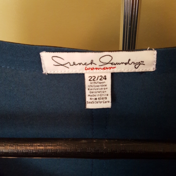 Teal leather trim top - Picture 3 of 5